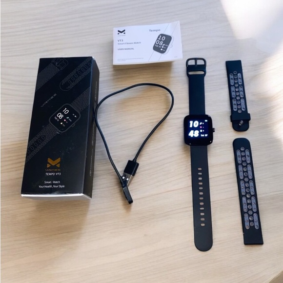 Virmee Tempo VT3 Smartwatch Fitness Tracker with box charger and extra band - Picture 1 of 3